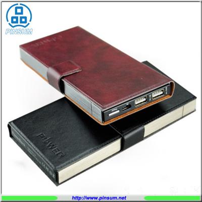 China Li-polymer 10000mah power bank with metal case and leather material for sale