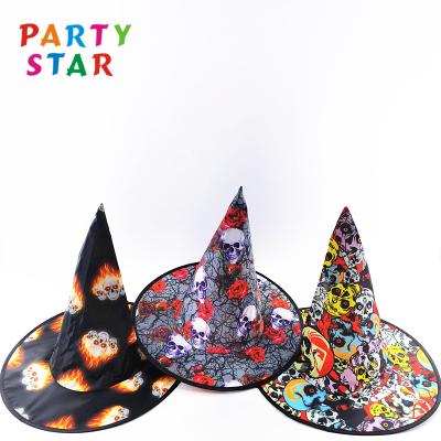 China High Quality Eco-friendly Witch Hat Pattern Skull Decoration Halloween Party Hat Supplies for sale