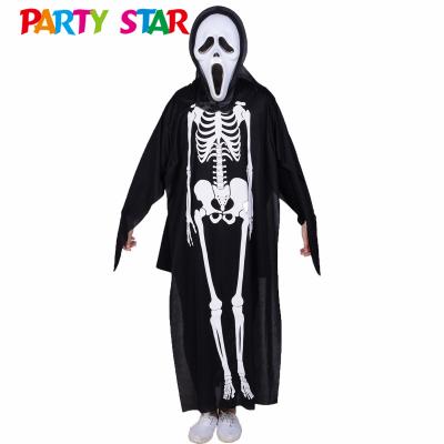 China Custom Made White Skeleton Party Cosplay Fashional Halloween Horror Decoration Costume Cape For Adults for sale