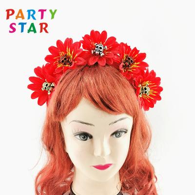 China Latest Party Halloween Skull Five Flowers Decoration Headband Holiday Decoration Red Headbands for sale