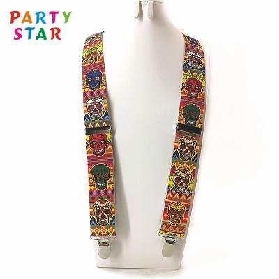 China Latest Beauty Decorations Halloween Grimace Flower Suspender Clip Men Halloween Party Pants Suspenders for sale