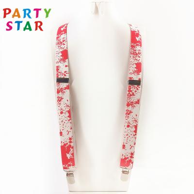 China Wholesale Custom Halloween Party Men's Braces Blood Print Elastic Suspenders Suspenders for sale