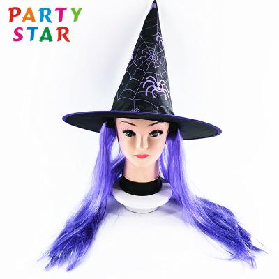 China Wholesale Eco-Friendly Custom Design Halloween Witch Wig Cap Along Multicolor Decoration Hat Holiday Party Hat for sale