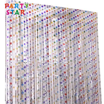 China New Daily Party Aluminum Silver Five-pointed 1m*2m Star Curtains Party Decoration Rain Silk Window Luxury Curtain Walls for sale