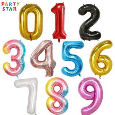 China Wholesale Custom Eco-friendly 16inch Foil Number Balloon Helium Air Foil Birthday Party Balloons for sale