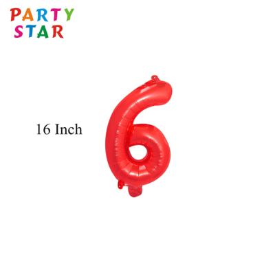 China Eco-Friendly Personalized Kids Party Decorations 16 Inch Number 0-9 Red Pink Happy Birthday Foil Balloons for sale