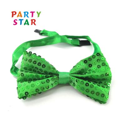 China New Designed St Patrick's Day Party Fashion Sequin Fedora Bowties Hat Kit Mens Green Ties for sale