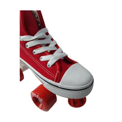 China Manufacturer Custom Logo Red The Skating Shoes PVC 82A printed canvas skate shoes with four wheels for sale