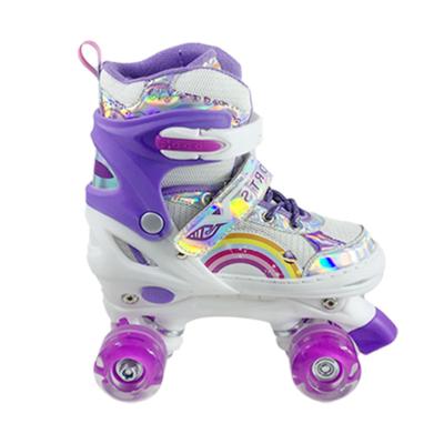 China Rainbow Recreational Girls Purple PU Skating Shoes Roller Skates Rollerskate Boots for sale