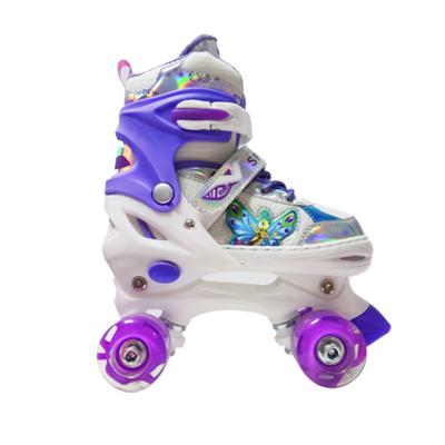 China Purple Pink Speed ​​Derby Skates PU Competition Cheap Price Quad Roller Patines De Ruedas for sale