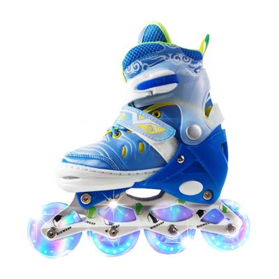 China Professional PU Manufacturers Kids Boys Blue Speed ​​Skate LED Four Inline Wheels for sale