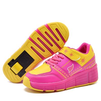 China PU Factory Price Girls Kids Rubber Wheel Kicks Roller Skates Outdoor Shoes Sports Shoes for sale