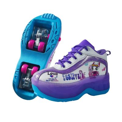 China Sports Girls Active Purple Roller Track Skate Flashing Integrated Shoes To Buy Sneaker With 4 Wheels for sale