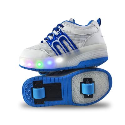 China Sports Active Roller Skate Shoes LED Single Skateboard Shoes Girls Boys Shoes With 2 Wheels Sneakers for sale