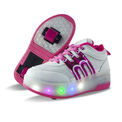 China Active Sports Kids Roller Shoes Boy Girl Sneakers With 2 Wheels Shoes Become Sport Sneaker With Led for sale