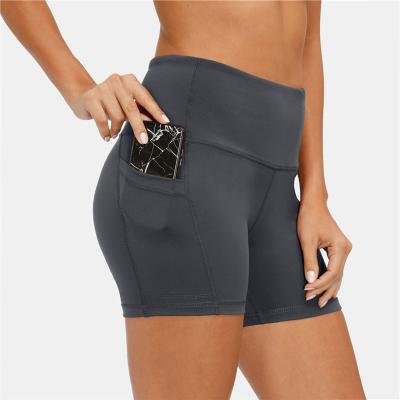 China Breathable Sports Gym Compression Wear Pockets Womens Fitness Yoga Abbreviations Running High Waist Fitness Workout Shorts for sale