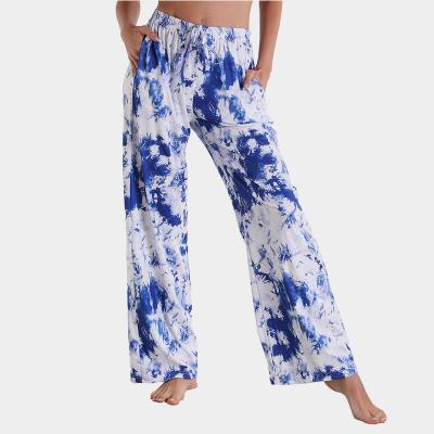 China OEM/ODM Tie Dye Breathable Wide Leg High Waisted Sweatpants Women's Homewear Casual Sports Pants for sale