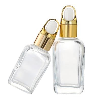 China High Qiality Wholesale Cosmetic Package Glass Bottle Dropper Square Shape 10ml 30ml 50ml 100ml Glass Bottle for sale