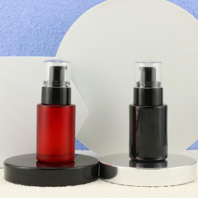 China Cosmetic Supplier Glass Cosmetic Lotion Bottle With Pump For Cosmetic Packaging for sale