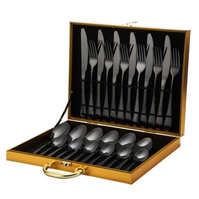 China 24 Pcs Disposable Luxury Custom White Gold Stainless Steel Flatware Sets Logo Restaurant Spoon Knife Fork Cutlery Dinnerware for sale