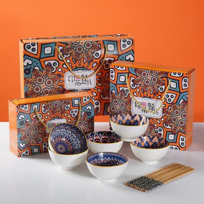 China Viable Style Bohemian Home Tableware Set Creative Ceramic Bowl Dish Combination for sale