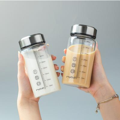 China Stored Portable High Temperature Resistant Glass Water Bottle Home Student Graduated Water Cup Milk Bottle Coffee Mug for sale