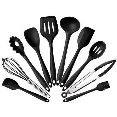 China 10 Pieces Silicone Stocked Hot Selling Kitchenware Set Silicone Nonstick Soup Spoon for Home Kitchen for sale