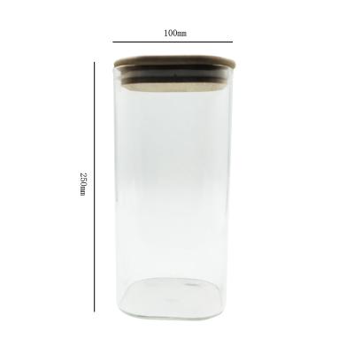 China Square Viable High Quality 100*100*250mm Glass Storage Boxes Transparent Food Sealed Jar Rice Container Clear Seal Tank for sale