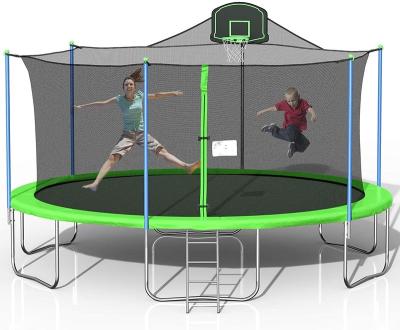 China Eco - Friendly Outdoor Kids Jumping Fun Trampoline With Basketball Hoop , 15ft 16ft Big Trampoline for sale