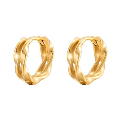 China Wholesale Trendy Circle Earrings Jewelry Wave Curve Rope Twisted Circle Earrings Silver Black Gold Plated for sale