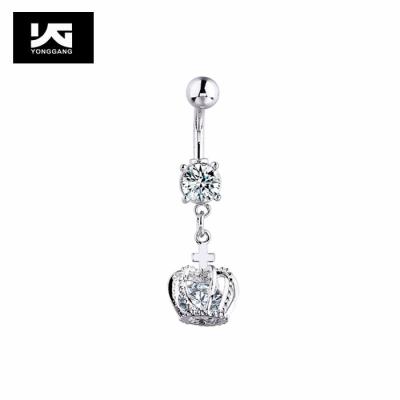 China Cubic Zircon 14G Surgical Steel Casual/Sporty Surgical Steel Navel Navel Ring Crown Belly Ring Piercing Jewelry for sale