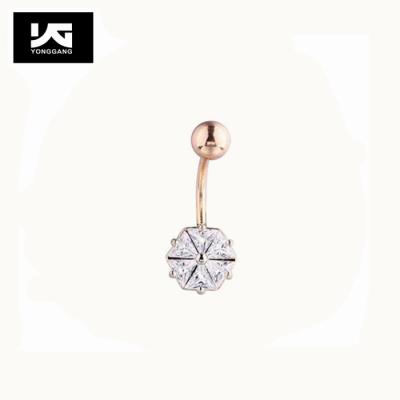 China Wholesale FASHIONABLE Cheap Belly Button Ring Body Piercings Jewelry CZ Crystal Belly Button Ring Flower Price for sale