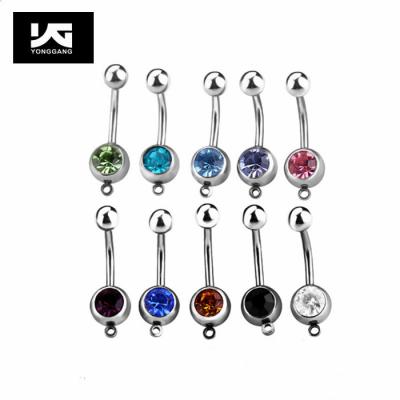 China New FASHION Jewelry Crystal Ball Navel Belly Button Ring Navel Ring Body Piercing Double Stainless Steel for sale