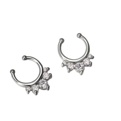 China Wholesale Price Trendy Nose Piercing Crystal Septum Ring Non Piercing Nose Ring for sale