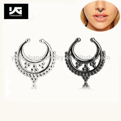 China TRENDY Nose Ring Septum Ring Non Piercing Septum Clicker Sniff Brass Jewelry for sale