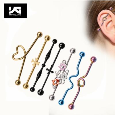 China Multi Design Fashion Stainless Steel Industrial Barbells Jewelry Ear Piercing Body Jewelry for sale