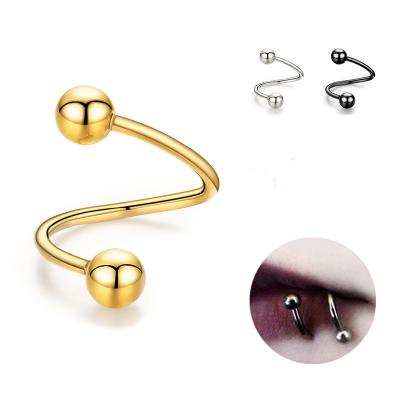 China CLASSIC S-shaped Stainless Steel Ear Cartilage Helix Eyebrow Rings Piercing Studs Jewelry Lip Spiral Twisted Nose Rings for sale