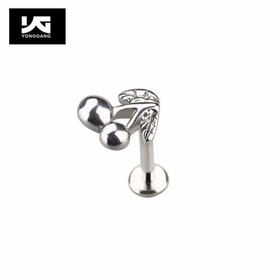 China 2020 FASHION Hot Selling Stainless Steel Cherry Labret Bar Stud Body Piercing Ring Lip Piercing for sale