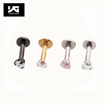 China FASHIONABLE Internally Threaded Rods Labret Lip Piercing Jewelry, Bio Flex Monroe, Crystal Piercing Labret Ring Lip Prong Set CZ Body Jewelry for sale