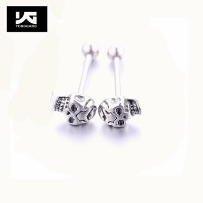 China Nipple Punk Barbell Tongue Ring Skull Stainless Steel Body Piercing Jewelry for sale