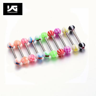 China FASHIONABLE Random Acrylic Tongue Jewelry Barbell Piercing Tongue Rings Nipple Body Piercing Jewelry for sale