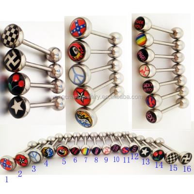 China Custom Stainless Steel Tongue Ring Stainless Steel Tongue Ring Piercing Pattern Jewelry Custom Pattern for sale