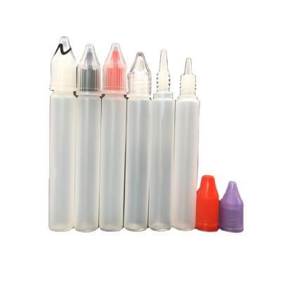 China Good Quality E-juice in Cap Child Safe Pen Shape Dropper Bottle Tamper 10ml 15ml 30ml Common Plastic PE Bottle for sale