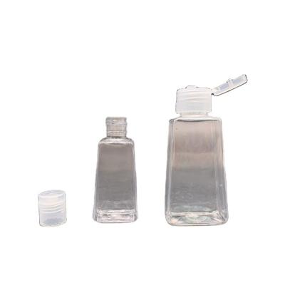 China Wholesale Plastic Bottle 30/60ml Antibacterial Flip Top Bottle Trapezium Hand Soap Antibacterial PET Jelly Bottle for sale