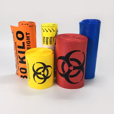 China Disposable LDPE Bio-hazard Waste Bags with Custom Size and Color for Medical Waste or Hazardous Materials for sale