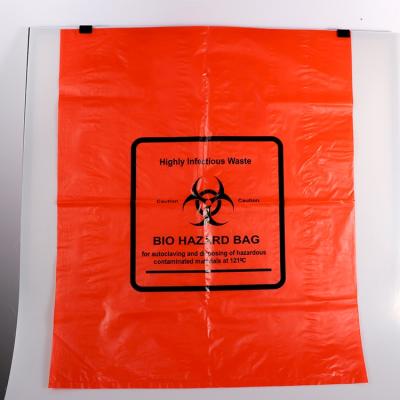 China Factory Wholesale Disposable Hospital Waste Bag Red And Yellow Medical Waste Flat Mouth Thickened Biohazard Bag for sale