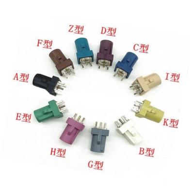 China Vehicle devices Fakra plug C E H K Blue Green curry violet vehicle device automotive pcb soldering mount Straight Plug fakra connector for sale