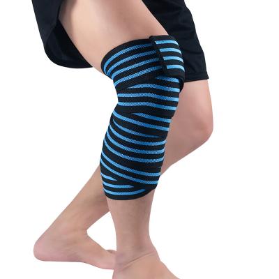 China High Quality Adjustable Custom Camouflage Exercise Brace Support Blue Knee Wraps Adjustable Sports Band For Gym Knee for sale