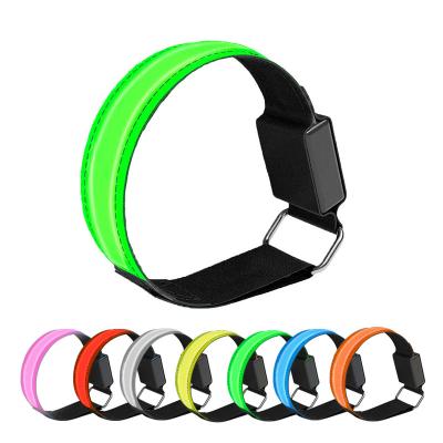 China High Visible Custom Glowing Reflective Running Nylon Flashing Armband Light Charging Wristband Led Arm Band for sale