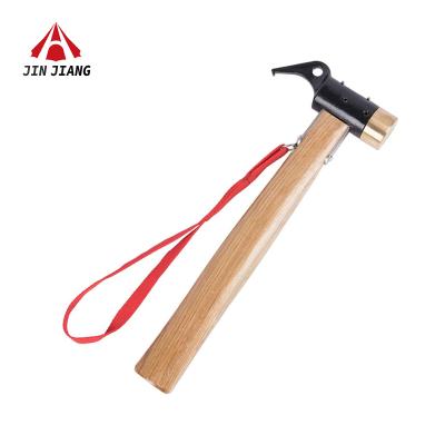 China Light Weight Customized Outdoor High Strength Multifunctional Wooden Tent Peg Camping Copper Hammer Handle for sale